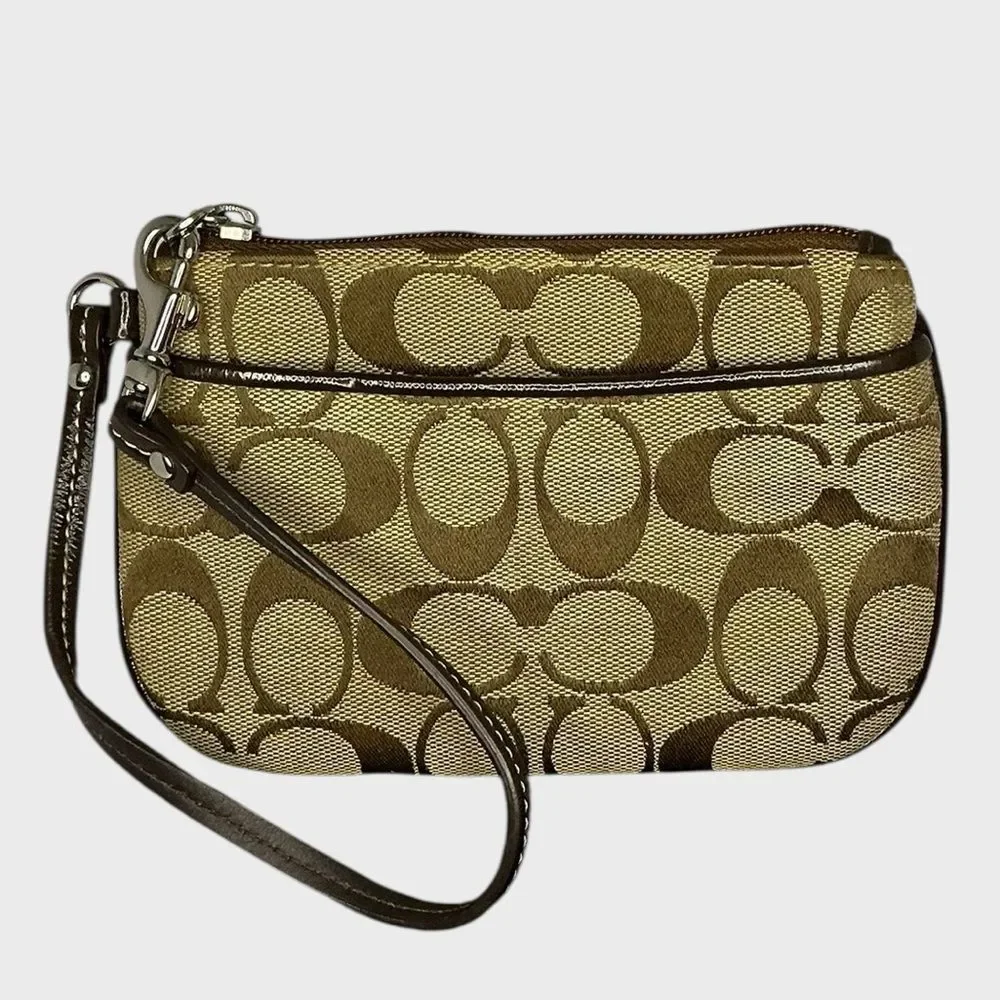 Coach Signature Wristlet with Purple Interior Classic Style, Everyday Chic